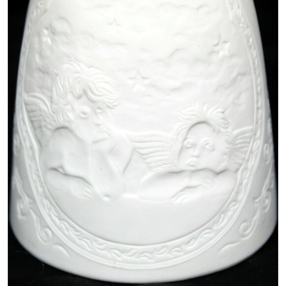 White Cherub Ceramic Light Cover Embossed Cupid Pattern Small Lamp Shade - Picture 2 of 8